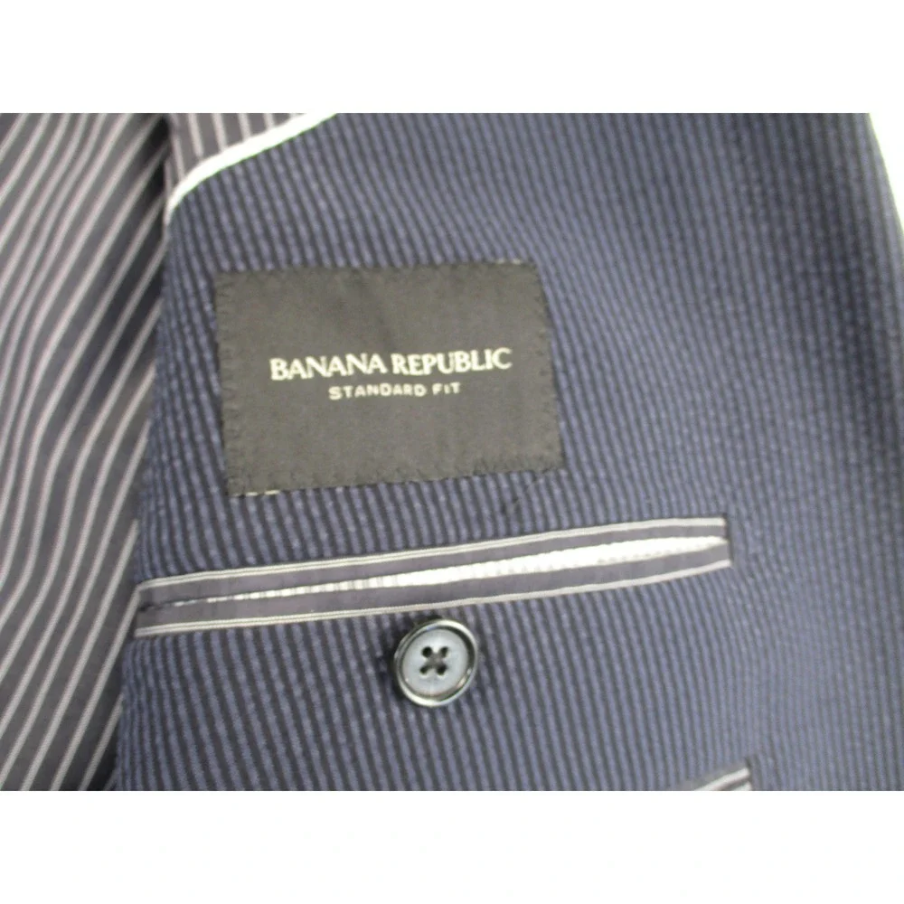 Banana Republic Marzotto Blazer Mens 40R Blue Seersucker Wool Silk Sport Coat